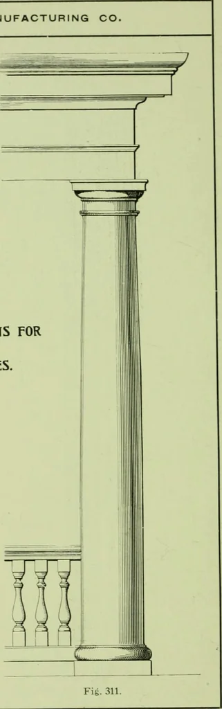 An illustration from Millwork catalogue : makers of the original patent dowelled doors, sash, blinds, fine interior finish, store and office fixtures, bank counters, dealers in lumber, etc, 1904, leaf 185