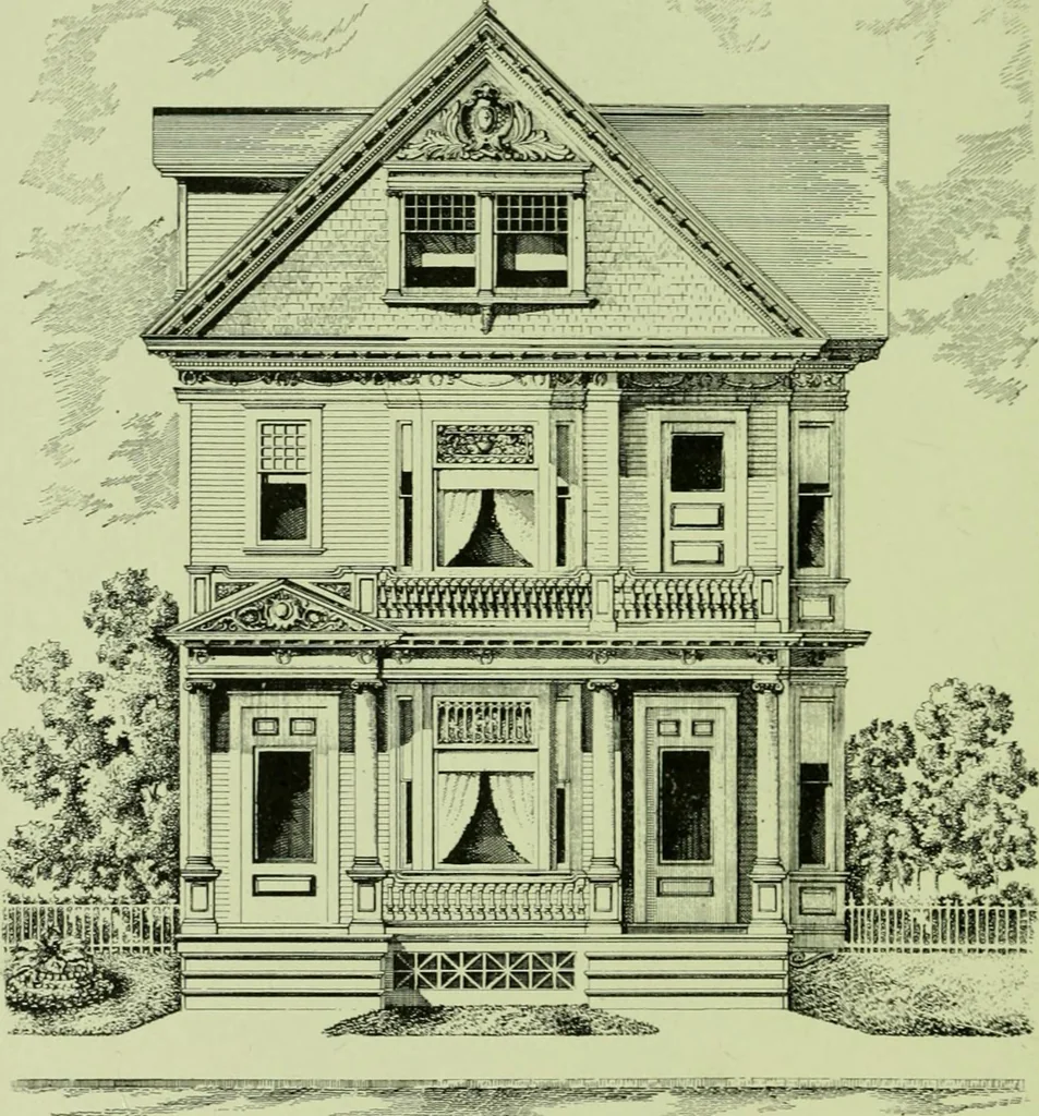An illustration from Millwork catalogue : makers of the original patent dowelled doors, sash, blinds, fine interior finish, store and office fixtures, bank counters, dealers in lumber, etc, 1904, leaf 193