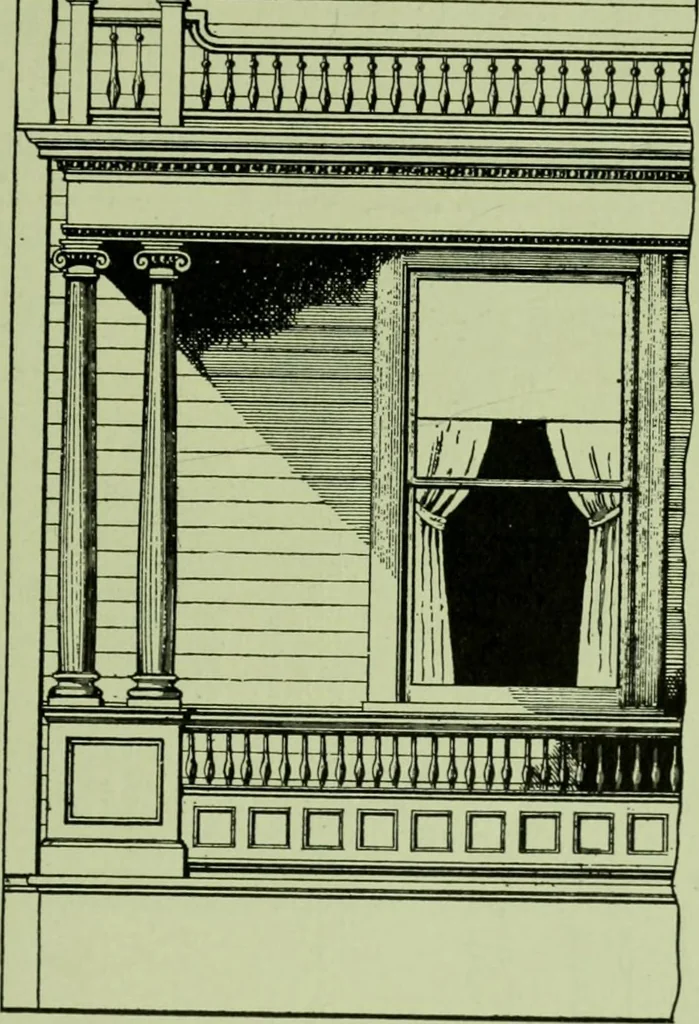 An illustration from Millwork catalogue : makers of the original patent dowelled doors, sash, blinds, fine interior finish, store and office fixtures, bank counters, dealers in lumber, etc, 1904, leaf 198