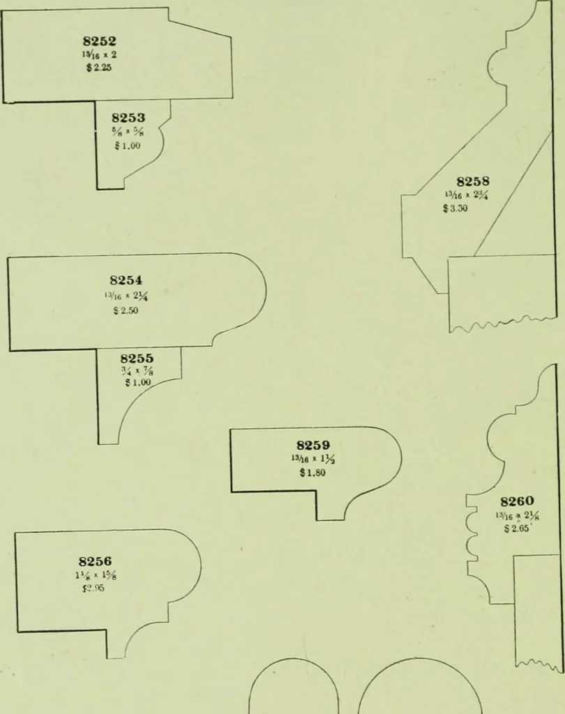 An illustration from Millwork catalogue : makers of the original patent dowelled doors, sash, blinds, fine interior finish, store and office fixtures, bank counters, dealers in lumber, etc, 1904, leaf 255