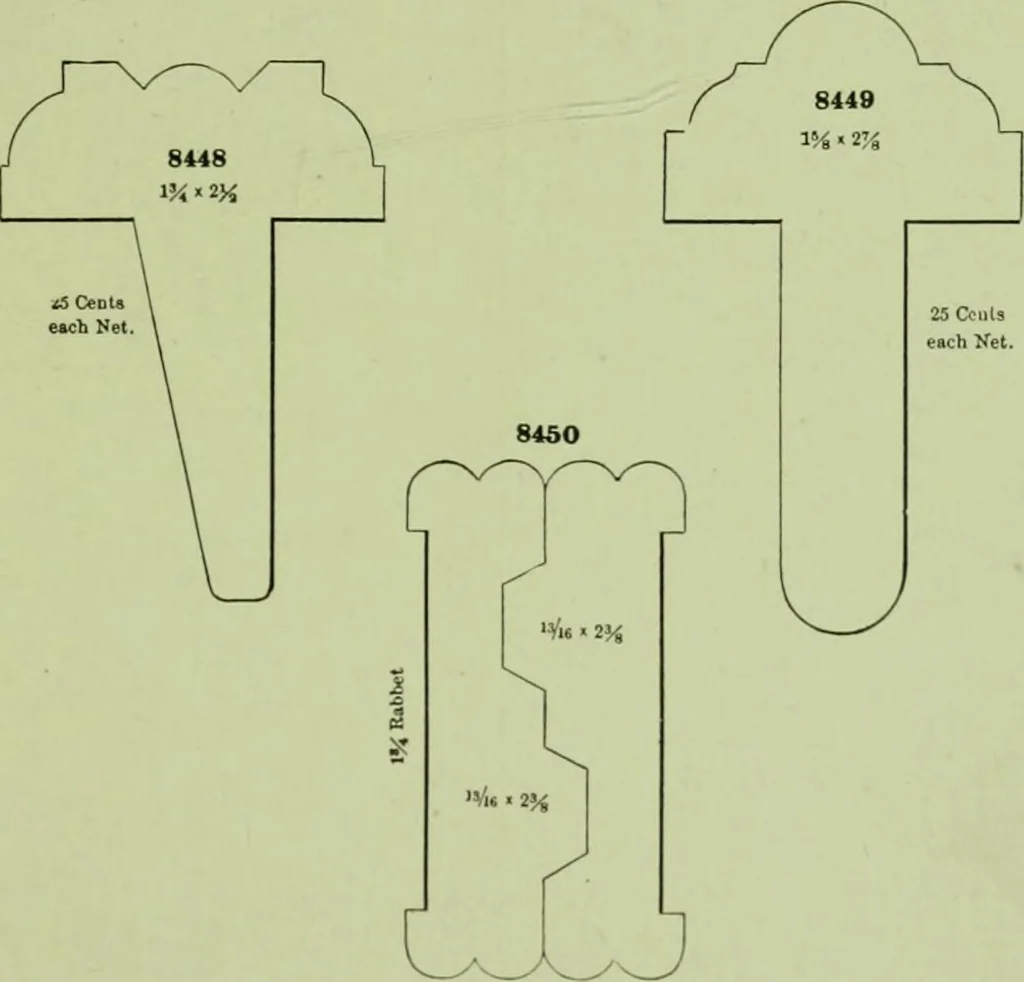 An illustration from Millwork catalogue : makers of the original patent dowelled doors, sash, blinds, fine interior finish, store and office fixtures, bank counters, dealers in lumber, etc, 1904, leaf 282