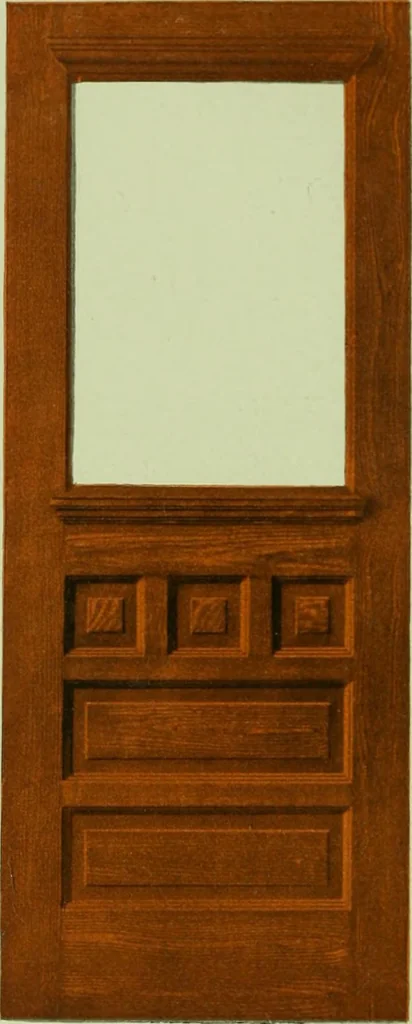 An illustration from Millwork catalogue : makers of the original patent dowelled doors, sash, blinds, fine interior finish, store and office fixtures, bank counters, dealers in lumber, etc, 1904, leaf 93