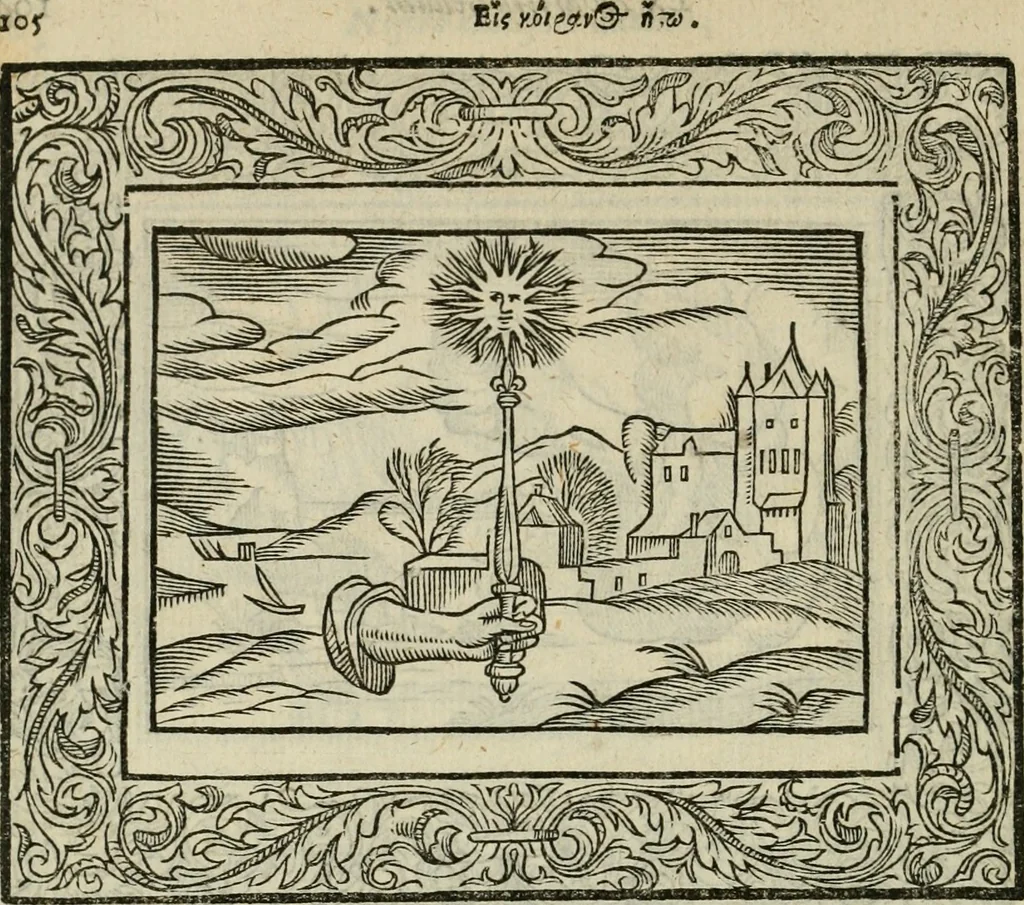 An illustration from Minerua Britanna, or, A garden of heroical deuises, furnished, and adorned with emblemes and impresa's of sundry natures : newly devised, moralized, and published, 1612, leaf 129