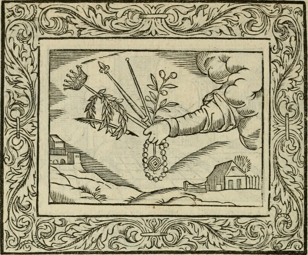 An illustration from Minerua Britanna, or, A garden of heroical deuises, furnished, and adorned with emblemes and impresa's of sundry natures : newly devised, moralized, and published, 1612, leaf 145