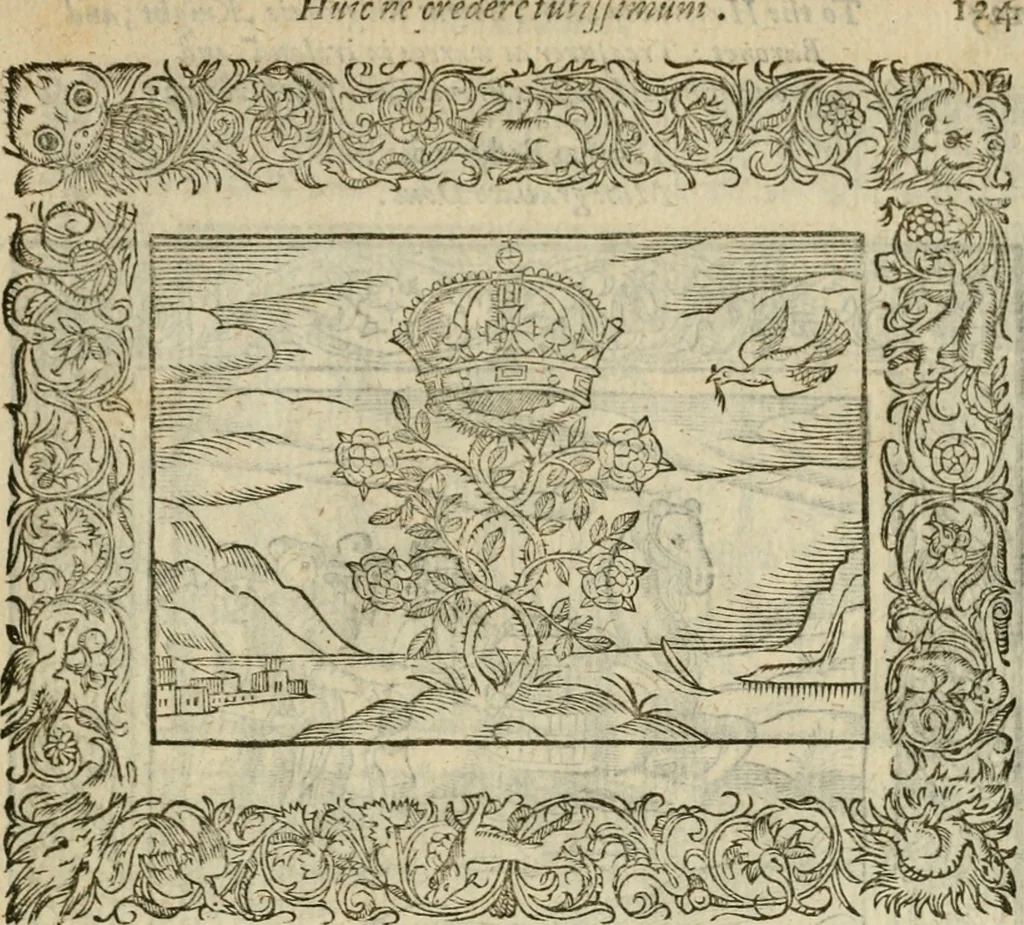 An illustration from Minerua Britanna, or, A garden of heroical deuises, furnished, and adorned with emblemes and impresa's of sundry natures : newly devised, moralized, and published, 1612, leaf 148
