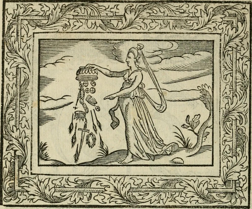 An illustration from Minerua Britanna, or, A garden of heroical deuises, furnished, and adorned with emblemes and impresa's of sundry natures : newly devised, moralized, and published, 1612, leaf 175