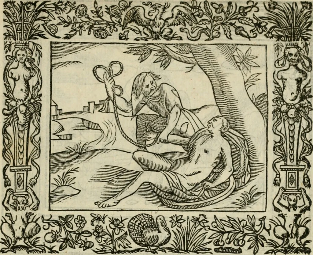 An illustration from Minerua Britanna, or, A garden of heroical deuises, furnished, and adorned with emblemes and impresa's of sundry natures : newly devised, moralized, and published, 1612, leaf 218