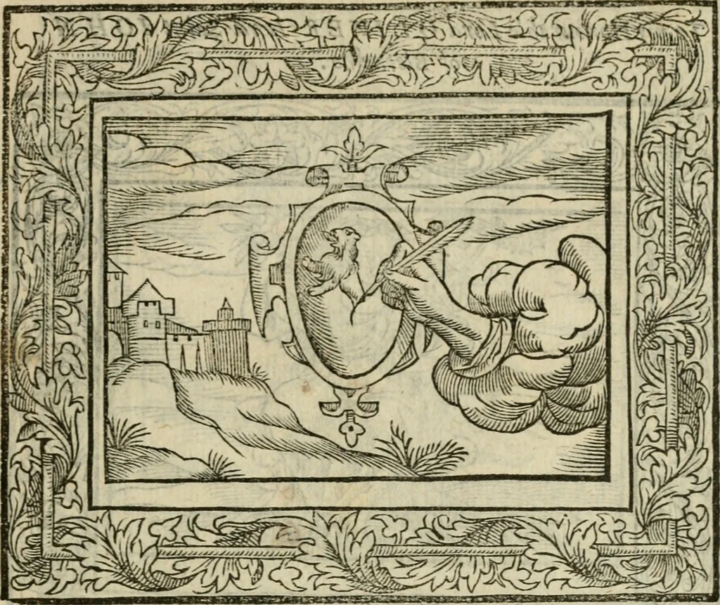 An illustration from Minerua Britanna, or, A garden of heroical deuises, furnished, and adorned with emblemes and impresa's of sundry natures : newly devised, moralized, and published, 1612, leaf 44