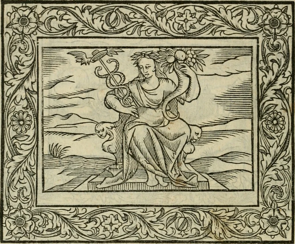 An illustration from Minerua Britanna, or, A garden of heroical deuises, furnished, and adorned with emblemes and impresa's of sundry natures : newly devised, moralized, and published, 1612, leaf 45