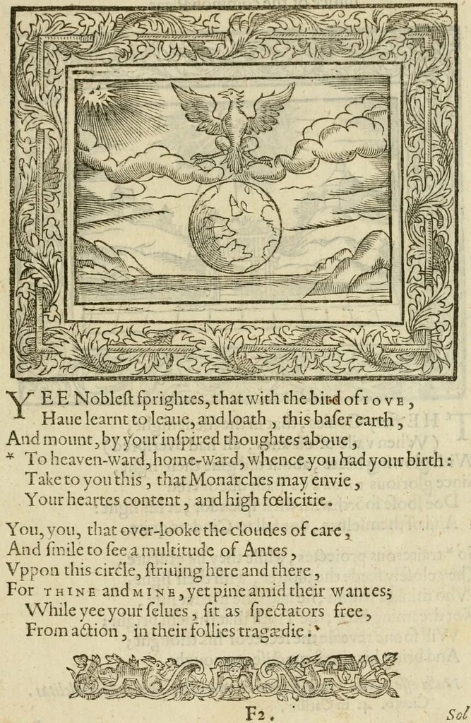 An illustration from Minerua Britanna, or, A garden of heroical deuises, furnished, and adorned with emblemes and impresa's of sundry natures : newly devised, moralized, and published, 1612, leaf 48