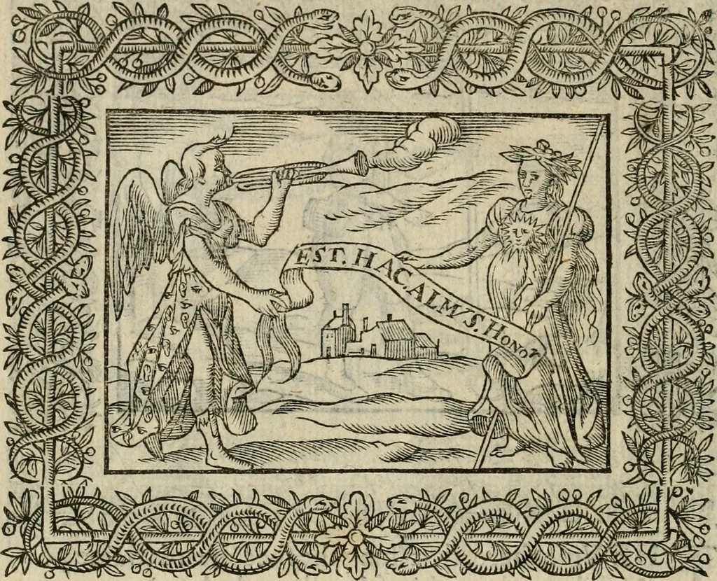 An illustration from Minerua Britanna, or, A garden of heroical deuises, furnished, and adorned with emblemes and impresa's of sundry natures : newly devised, moralized, and published, 1612, leaf 55