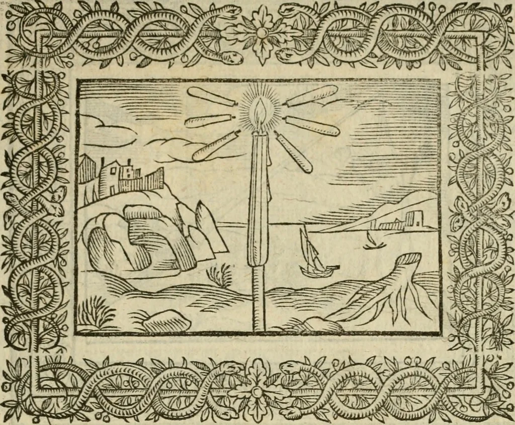 An illustration from Minerua Britanna, or, A garden of heroical deuises, furnished, and adorned with emblemes and impresa's of sundry natures : newly devised, moralized, and published, 1612, leaf 72