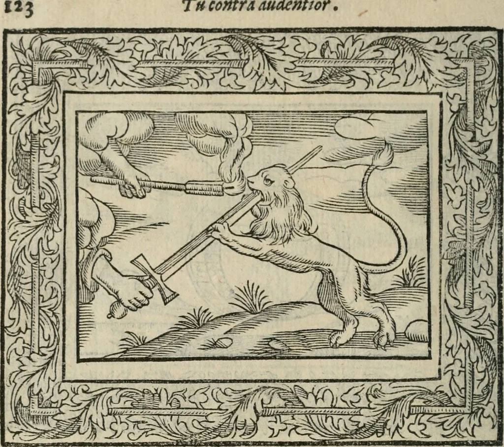An illustration from Minerua Britanna, or, A garden of heroical deuises, furnished, and adorned with emblemes and impresa's of sundry natures,, 1612, leaf 153