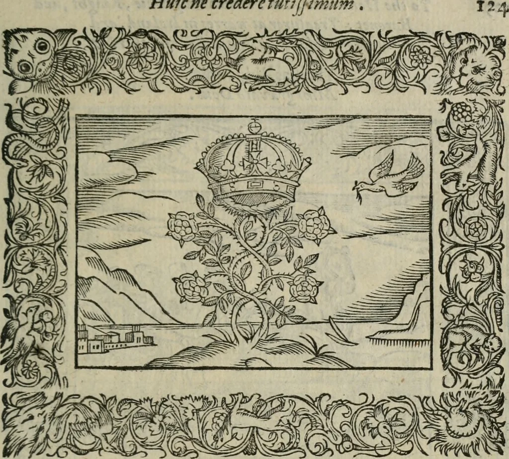 An illustration from Minerua Britanna, or, A garden of heroical deuises, furnished, and adorned with emblemes and impresa's of sundry natures,, 1612, leaf 154