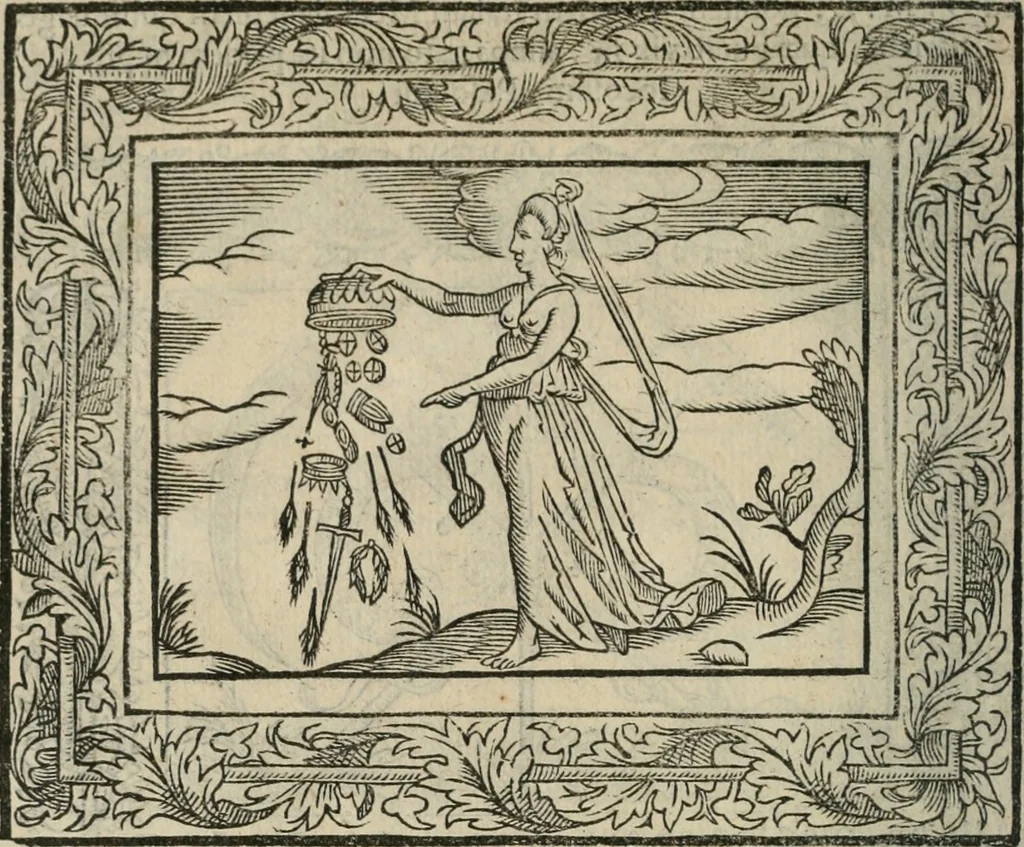 An illustration from Minerua Britanna, or, A garden of heroical deuises, furnished, and adorned with emblemes and impresa's of sundry natures,, 1612, leaf 181