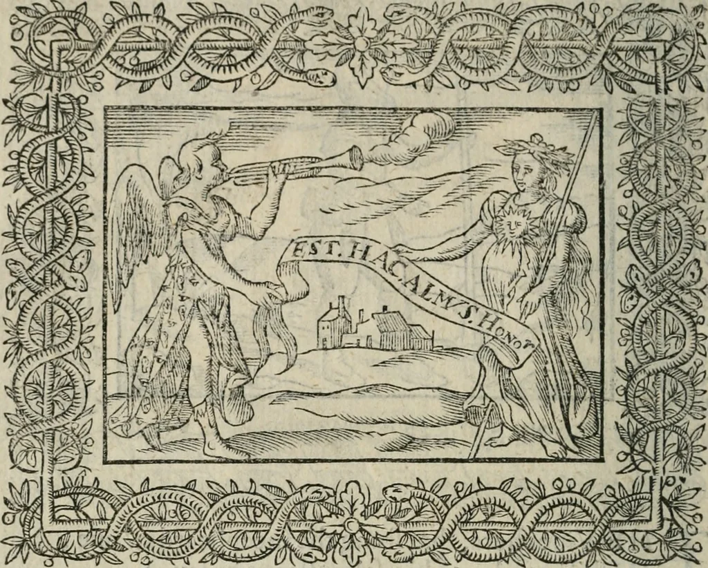 An illustration from Minerua Britanna, or, A garden of heroical deuises, furnished, and adorned with emblemes and impresa's of sundry natures,, 1612, leaf 61