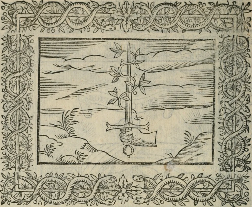 An illustration from Minerua Britanna, or, A garden of heroical deuises, furnished, and adorned with emblemes and impresa's of sundry natures,, 1612, leaf 69