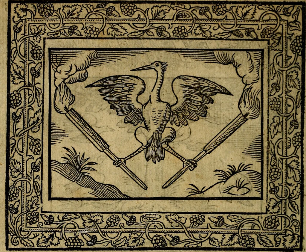 An illustration from Minerva Britanna Or A Garden Of Heroical Deuises, furnished, and adorned with Emblemes and Impresa's of sundry natures, 1612, leaf 135