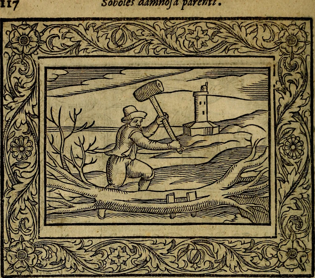 An illustration from Minerva Britanna Or A Garden Of Heroical Deuises, furnished, and adorned with Emblemes and Impresa's of sundry natures, 1612, leaf 141