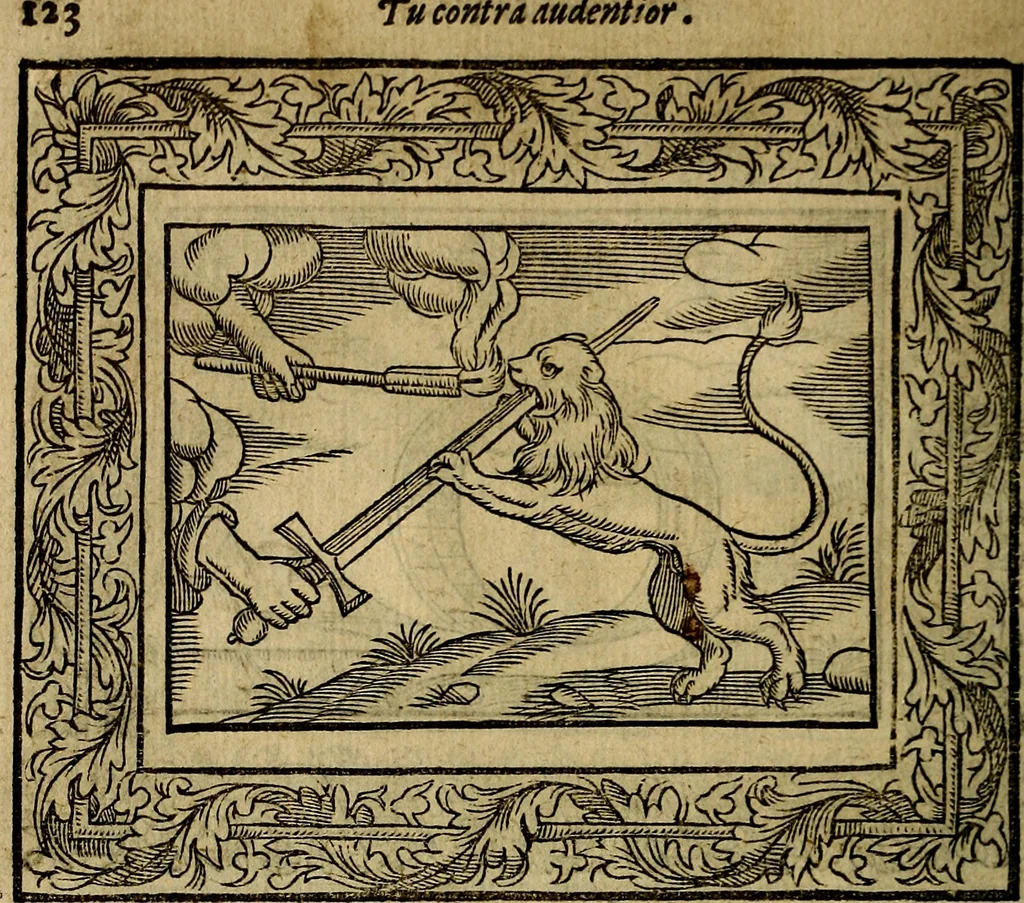 An illustration from Minerva Britanna Or A Garden Of Heroical Deuises, furnished, and adorned with Emblemes and Impresa's of sundry natures, 1612, leaf 147