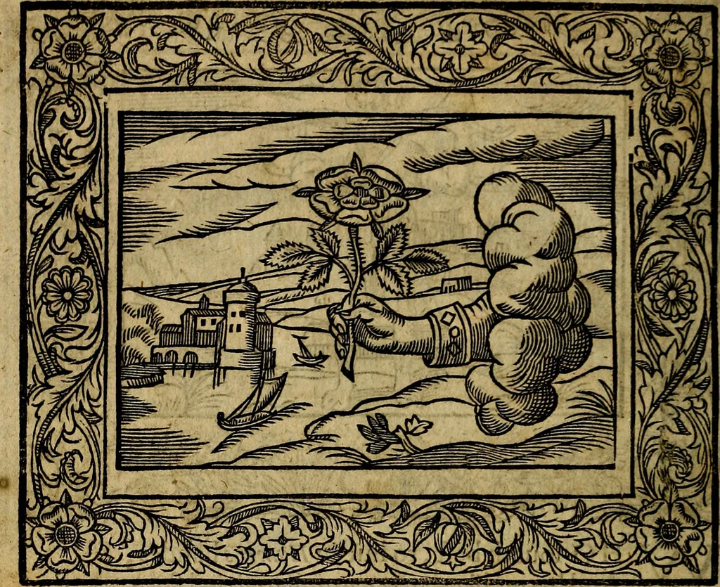 An illustration from Minerva Britanna Or A Garden Of Heroical Deuises, furnished, and adorned with Emblemes and Impresa's of sundry natures, 1612, leaf 157