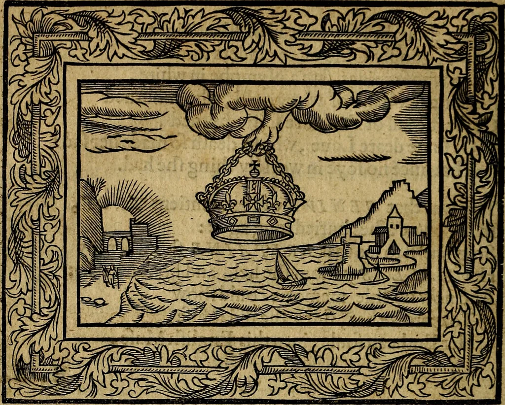 An illustration from Minerva Britanna Or A Garden Of Heroical Deuises, furnished, and adorned with Emblemes and Impresa's of sundry natures, 1612, leaf 21