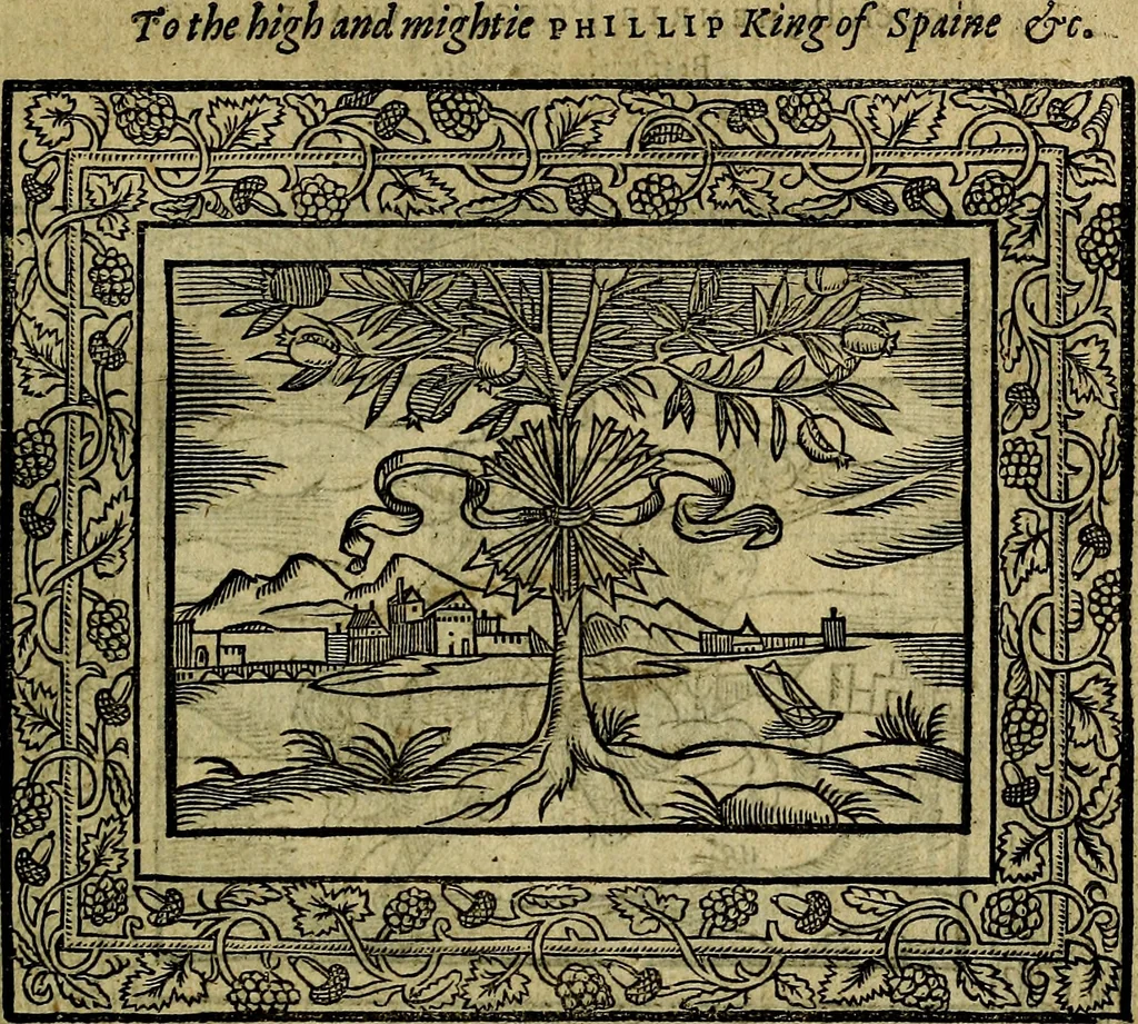 An illustration from Minerva Britanna Or A Garden Of Heroical Deuises, furnished, and adorned with Emblemes and Impresa's of sundry natures, 1612, leaf 36