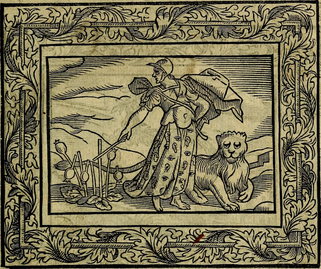An illustration from Minerva Britanna Or A Garden Of Heroical Deuises, furnished, and adorned with Emblemes and Impresa's of sundry natures, 1612, leaf 42