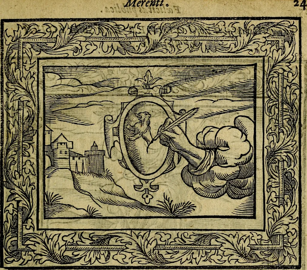 An illustration from Minerva Britanna Or A Garden Of Heroical Deuises, furnished, and adorned with Emblemes and Impresa's of sundry natures, 1612, leaf 44