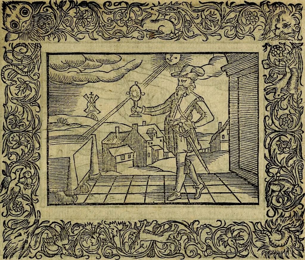 An illustration from Minerva Britanna Or A Garden Of Heroical Deuises, furnished, and adorned with Emblemes and Impresa's of sundry natures, 1612, leaf 76