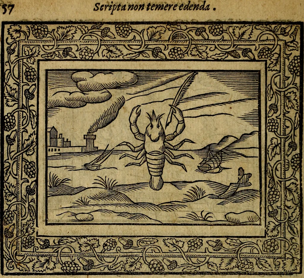 An illustration from Minerva Britanna Or A Garden Of Heroical Deuises, furnished, and adorned with Emblemes and Impresa's of sundry natures, 1612, leaf 77
