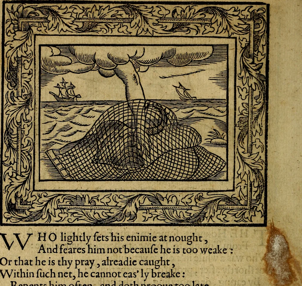 An illustration from Minerva Britanna Or A Garden Of Heroical Deuises, furnished, and adorned with Emblemes and Impresa's of sundry natures, 1612, leaf 91
