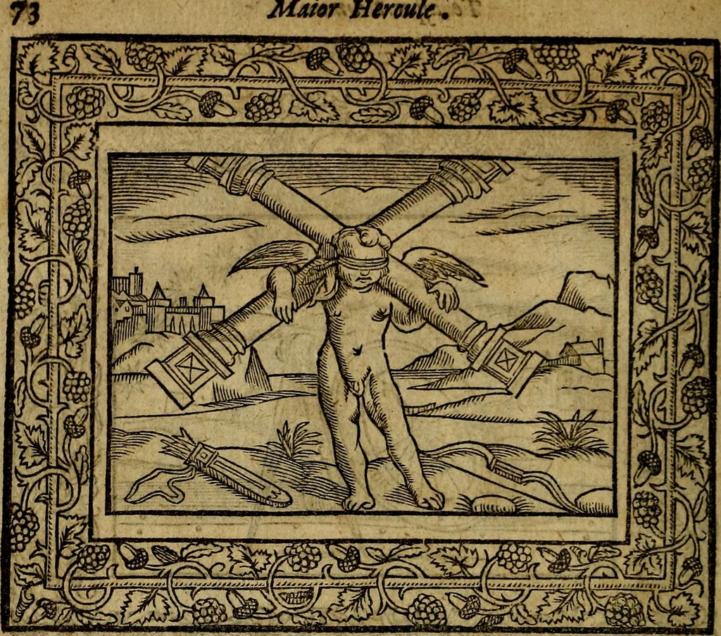 An illustration from Minerva Britanna Or A Garden Of Heroical Deuises, furnished, and adorned with Emblemes and Impresa's of sundry natures, 1612, leaf 93