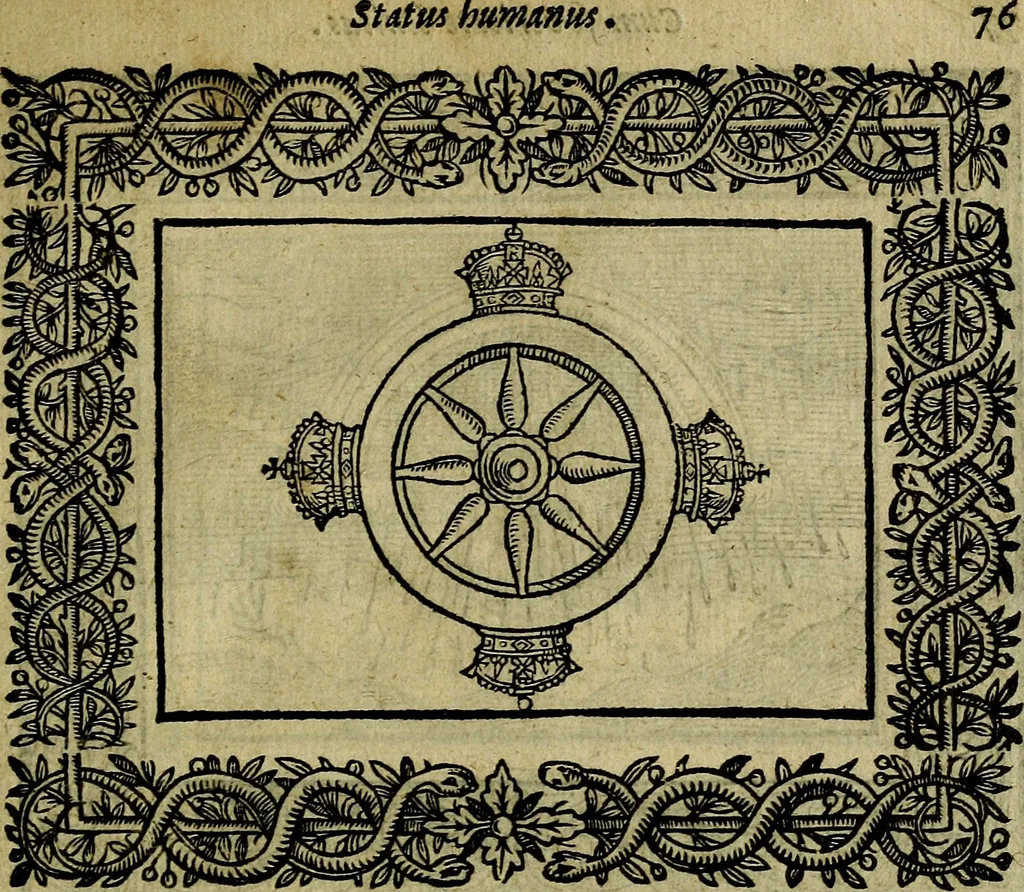 An illustration from Minerva Britanna Or A Garden Of Heroical Deuises, furnished, and adorned with Emblemes and Impresa's of sundry natures, 1612, leaf 96