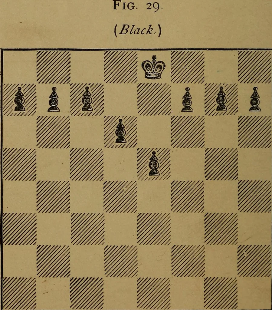 An illustration from The minor tactics of chess; a treatise on the development of the forces in obedience to strategic principle, 1901, leaf 115