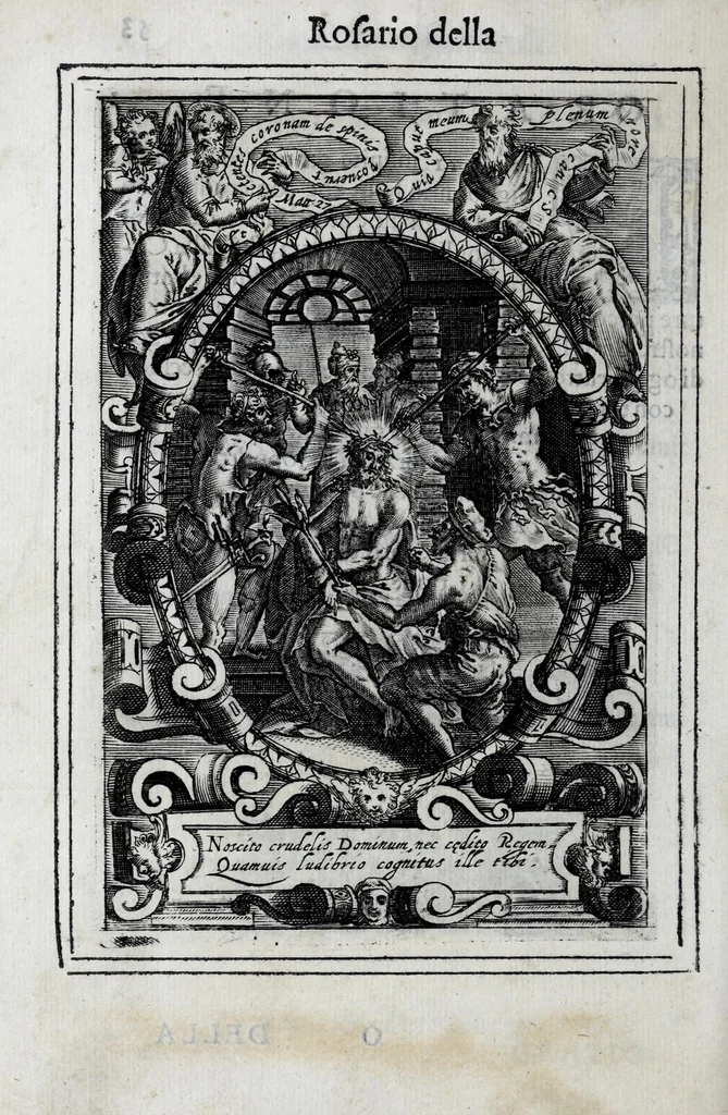 An illustration from Miracoli della Sac.ma Vergine Maria : seguiti a benefitio di quelli che sono stati deuoti della Compagnia del Sant.mo Rosario, 1587, leaf 118