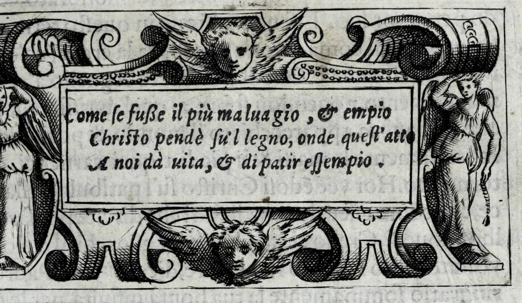 An illustration from Miracoli della Sac.ma Vergine Maria : seguiti a benefitio di quelli che sono stati deuoti della Compagnia del Sant.mo Rosario, 1587, leaf 143
