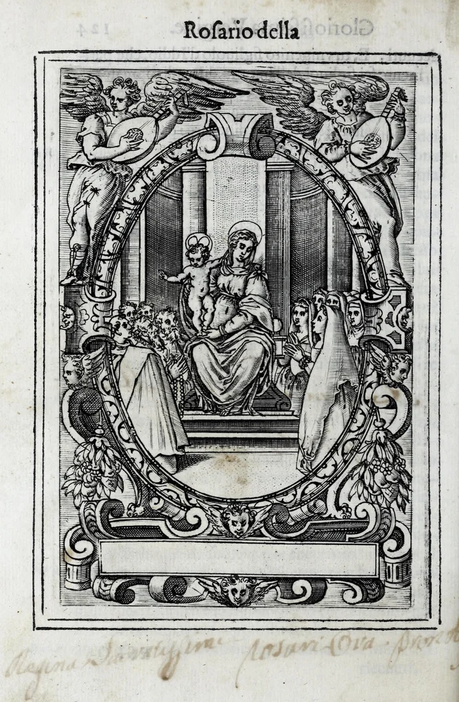 An illustration from Miracoli della Sac.ma Vergine Maria : seguiti a benefitio di quelli che sono stati deuoti della Compagnia del Sant.mo Rosario, 1587, leaf 264