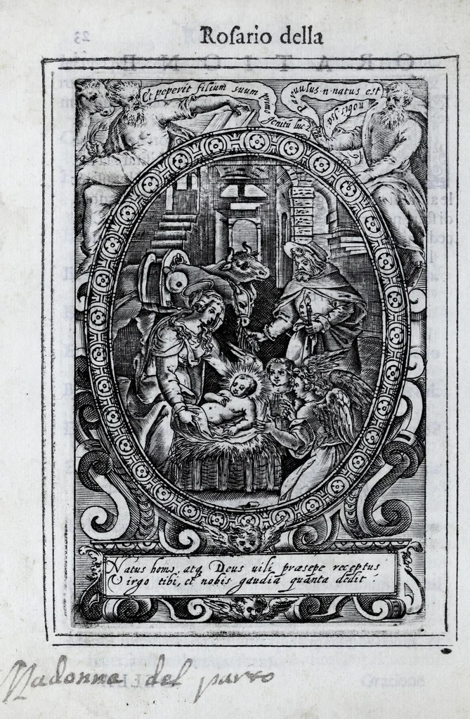 An illustration from Miracoli della Sac.ma Vergine Maria : seguiti a benefitio di quelli che sono stati deuoti della Compagnia del Sant.mo Rosario, 1587, leaf 58