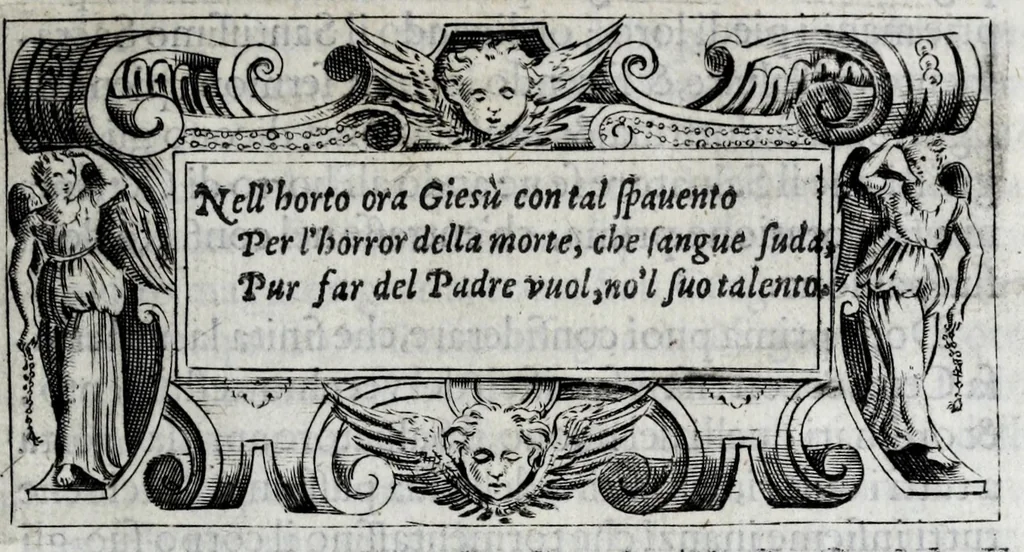 An illustration from Miracoli della Sac.ma Vergine Maria : seguiti a benefitio di quelli che sono stati deuoti della Compagnia del Sant.mo Rosario, 1587, leaf 95