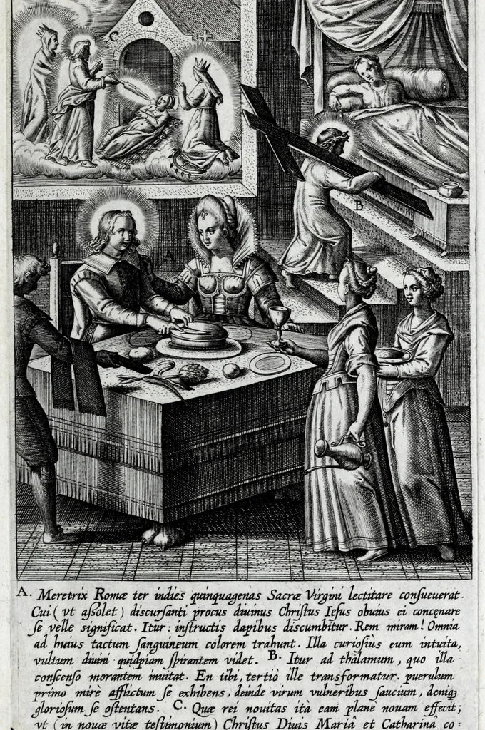 An illustration from Miracvla et beneficia SS. Rosario virginis matris devotis a Deo opt. max. collata, 1610, leaf 13