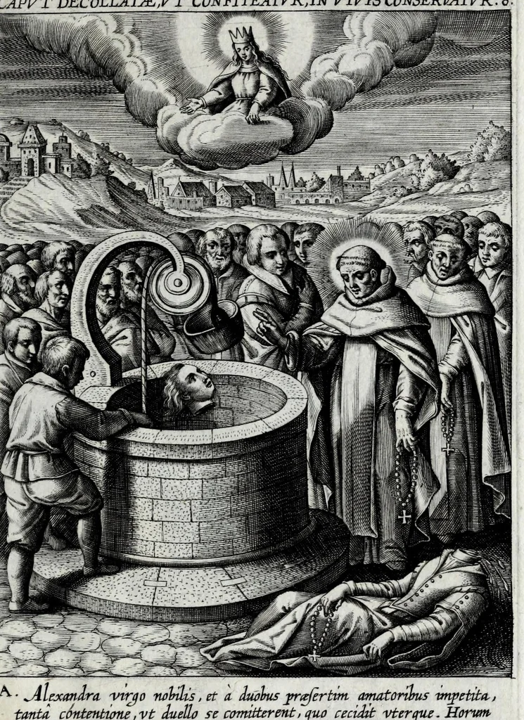 An illustration from Miracvla et beneficia SS. Rosario virginis matris devotis a Deo opt. max. collata, 1610, leaf 19