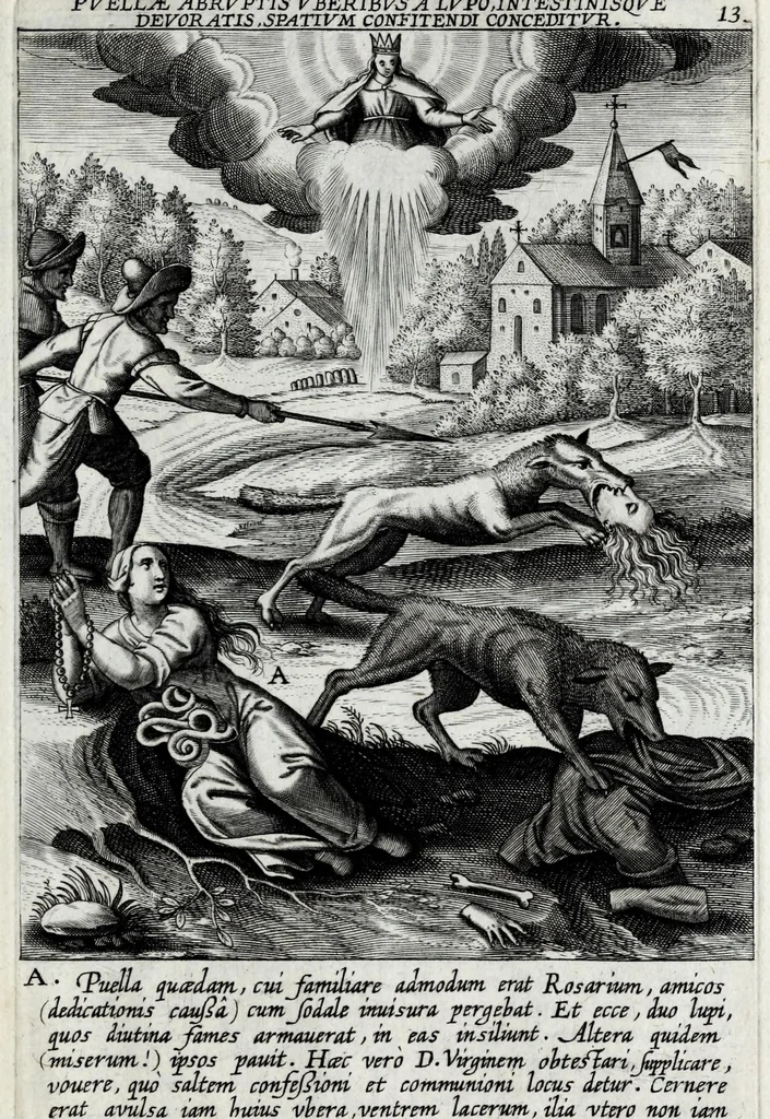 An illustration from Miracvla et beneficia SS. Rosario virginis matris devotis a Deo opt. max. collata, 1610, leaf 29