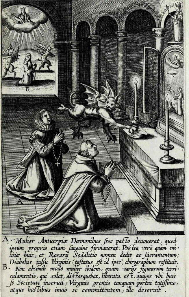 An illustration from Miracvla et beneficia SS. Rosario virginis matris devotis a Deo opt. max. collata, 1610, leaf 31