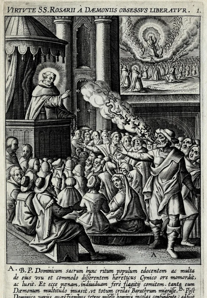 An illustration from Miracvla et beneficia SS. Rosario virginis matris devotis a Deo opt. max. collata, 1610, leaf 5