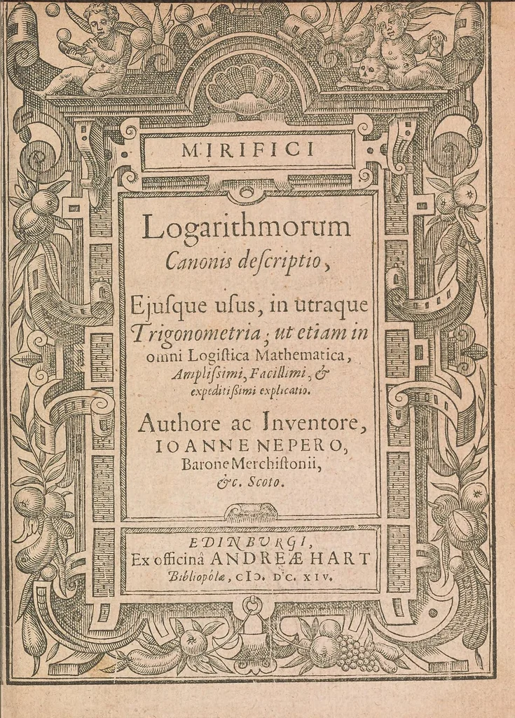 An illustration from Mirifici logarithmorum canonis descriptio, ejusque usus, in utraque trigonometria; ut etiam in omni logistica mathematica, amplissimi, facillimi, & expeditissimi explicatio, 1614, leaf 9