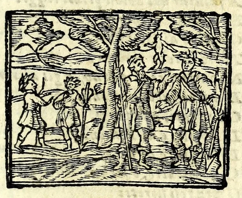 An illustration from Mirinda : favola pastorale, 1619, leaf 7