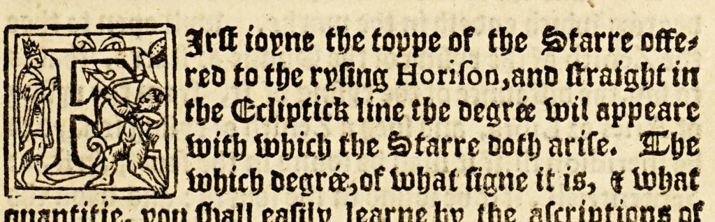 An illustration from A mirror for mathematiques: : a golden gem for geometricians: a sure safety for saylers, and an auncient antiquary for astronomers and astrologians. Contayning also an order howe to make an astronimicall instrument, called the astrolab, vvith the vse thereof. Also a playne and most easie instruction for erection of a figure for the 12. houses of the heauens. A work most profitable for all such as are students in astrenomie, & geometrie, and generally most necessarie for all learners in mathematicall artes. The contents of which booke you shall find in the next page., 1587, leaf 39