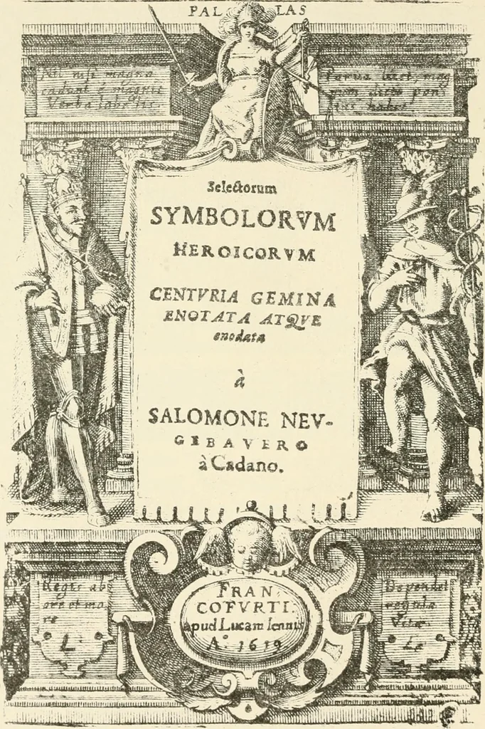 An illustration from The mirrovr of maiestie: or, The badges of honovr conceitedly emblazoned. A photo-lith. fac-simile reprint from Mr. Corser's perfect copy. A.D. 1618, 1870, leaf 105