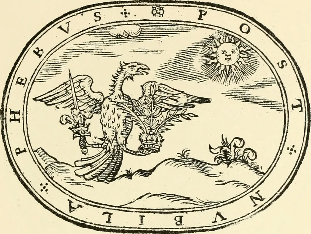 An illustration from The mirrovr of maiestie: or, The badges of honovr conceitedly emblazoned. A photo-lith. fac-simile reprint from Mr. Corser's perfect copy. A.D. 1618, 1870, leaf 32